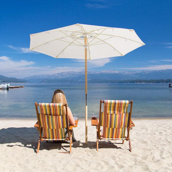 beach chairs and umbrella