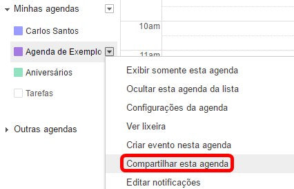 Google Agenda - Compartilhar essa agenda