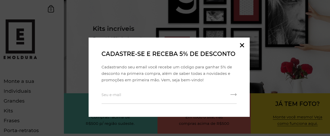 Cupom de desconto na primeira compra do cliente