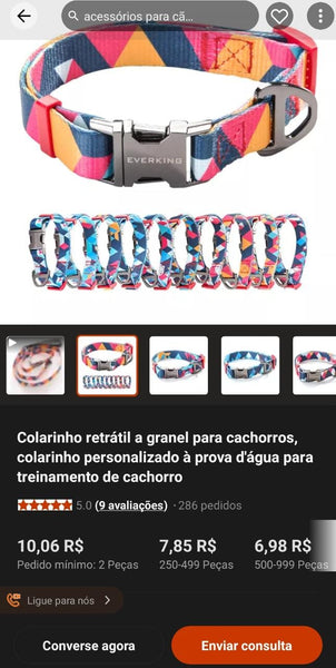 Página de produto do AliBaba com diferentes preços por quantidade, mostrando como comprar no AliBaba com descontos maiores