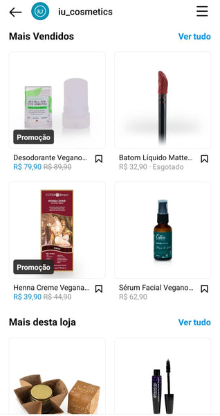 Loja do Instagram da IÚ Cosmetics