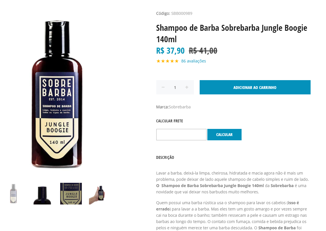 página de produto da Men's Market com chamada para ação