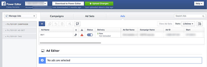 Power Editor mais avançado Facebook