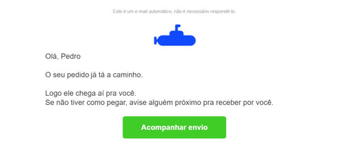 e-mail para acompanhar pedido