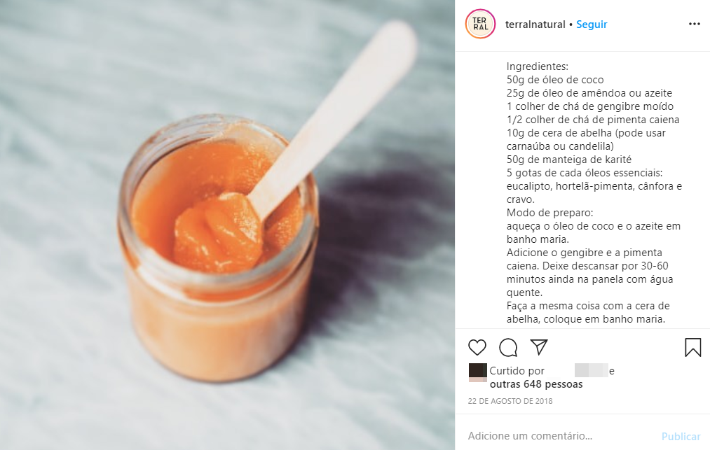 Instagram da Terral Natural, que continua a experiência de customização do site