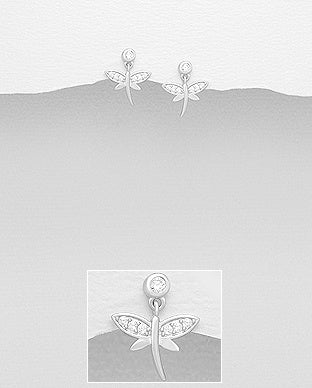 CZ Dangle Dragonfly Earrings