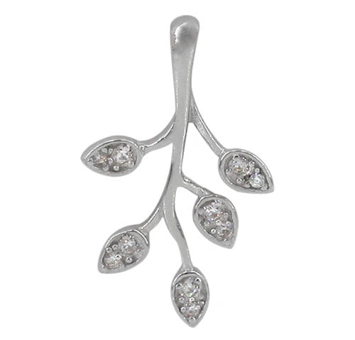 CZ Leaf and Branch Slider Necklace
