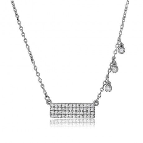 Bar with 3 Hanging CZ Stones Necklace