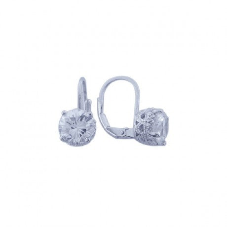 Crown Leverback CZ Earrings