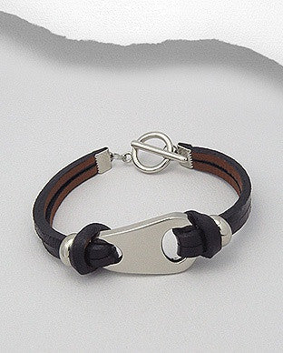 Abstract Shape Accent Leather Bracelet