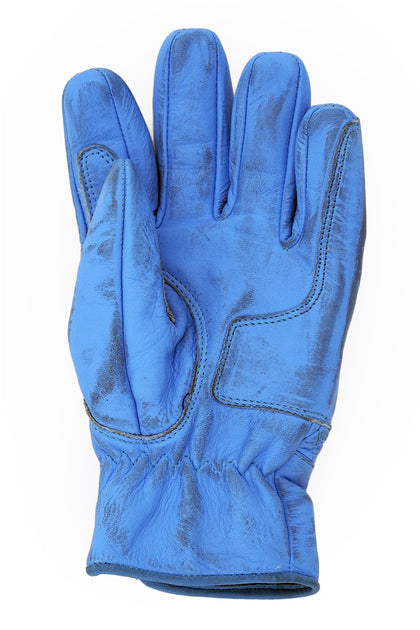 blue leather gloves