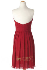 A-line Red Chiffon Knee Length Bridesmaid Dresses AM260