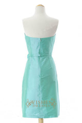 Blue Taffeta Short Bridesmaid Dresses AM265