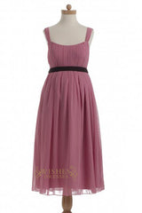 A-line Red Chiffon Knee Length Bridesmaid Dresses AM320