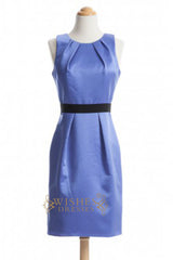 A line Lavender Satin Short Length Bridesmaid Dress AM332
