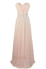 Simple Style Pink Criss-cross Front Center Empire Long Prom Dress Bridesmaid Dresses Am12