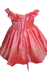 Coral Satin Short Cocktail Dresses Am155