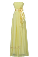 Daffodil Strapless Sweetheart Floor Length Bridesmaid Dress With Bowknot Gown For Wedding Am22