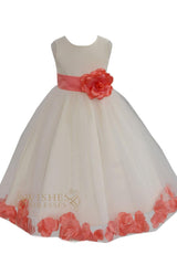 Cute Coral Detail Flower Girl Dresses Am224