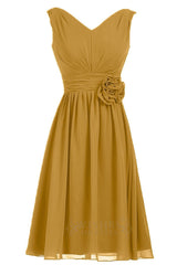 A-line V-neck Chiffon Bridesmaid Dress Am216