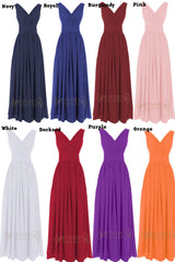 Red Floor Length V Neckline Bridesmaid Dress Am48
