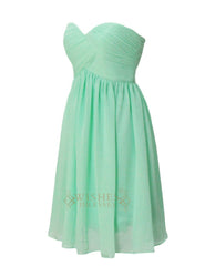 A-line Sweetheart Mint Chiffon Knee Length Bridesmaid Dress Am57
