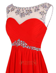 Sexy Red Chiffon Long Formal Gown/ Prom Dress/ Evening Dress Am74