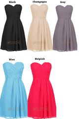 Hot Pink Chiffon Knee Length Bridesmaid Dress Am79