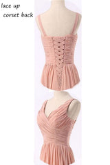 A-line Thin Straps Scoop Neckline Bridesmaid Dress With Flowers AM473