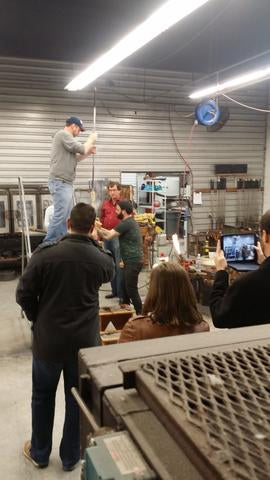 Creation of a single ribbon of glass in the Wimberley shop