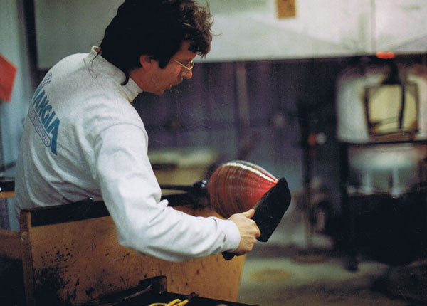 Tim DeJong in his early days as a glassblower