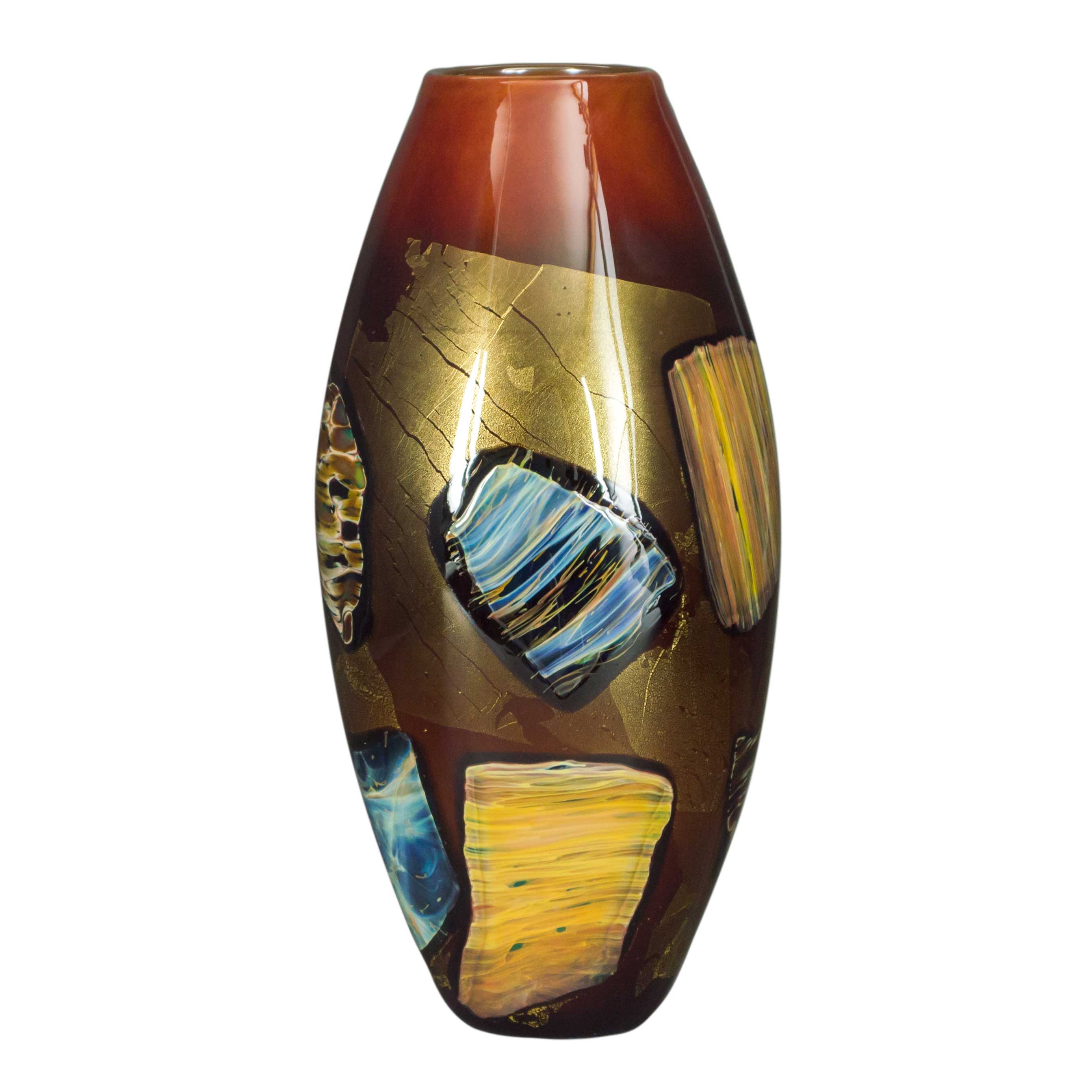 red handmade art glass vase