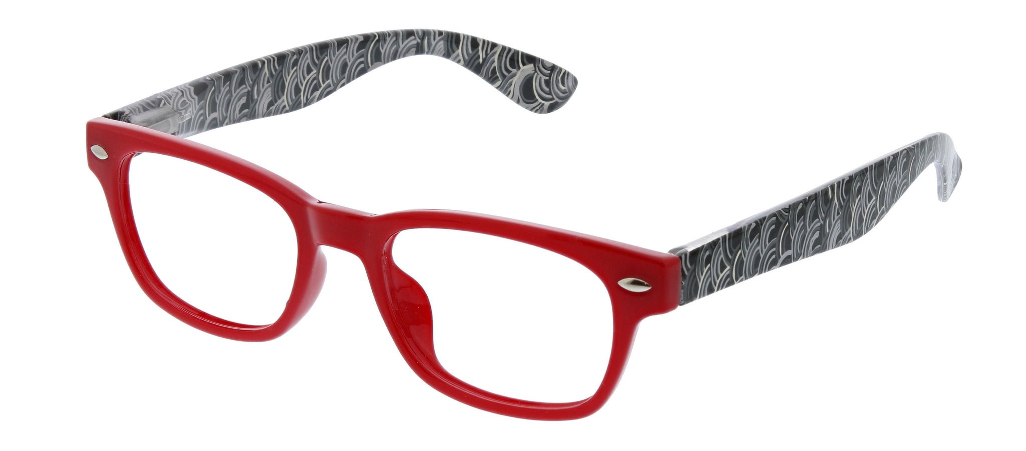 Wavelength blue light reading glasses in red by Peepers