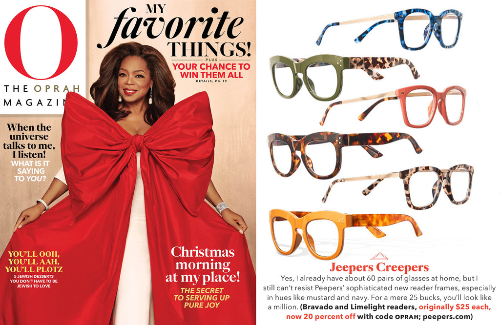 O Magazine featuring Peepers new styles Bravado and Limelight for Oprah's Favorite Things List