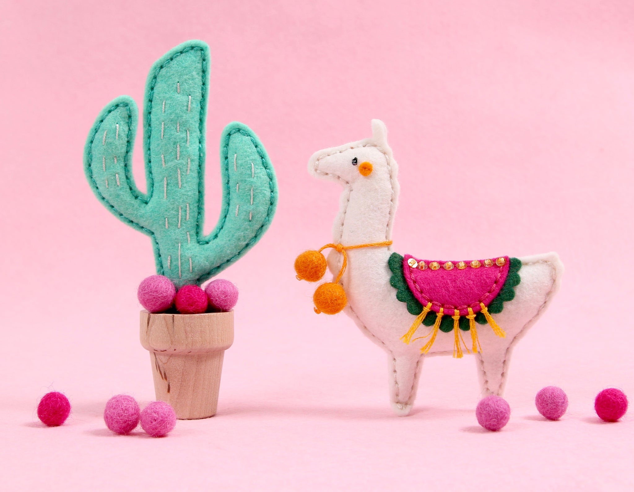 llama and cactus felt