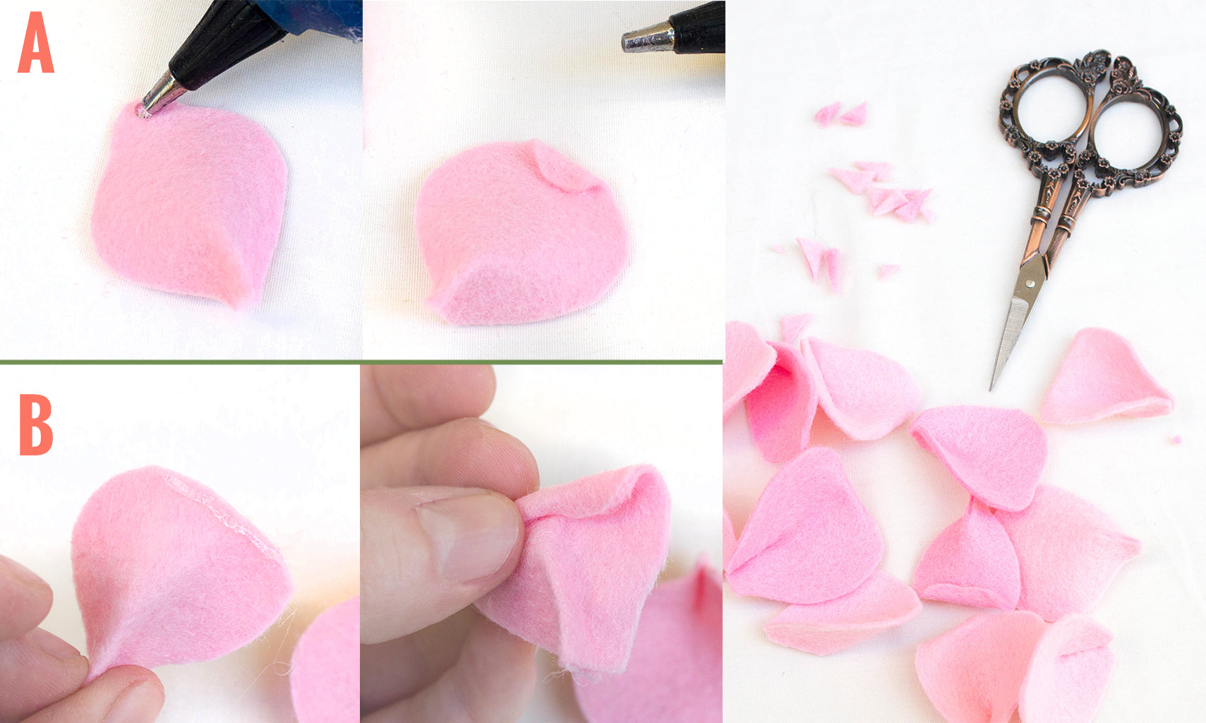 Forming a felt rose