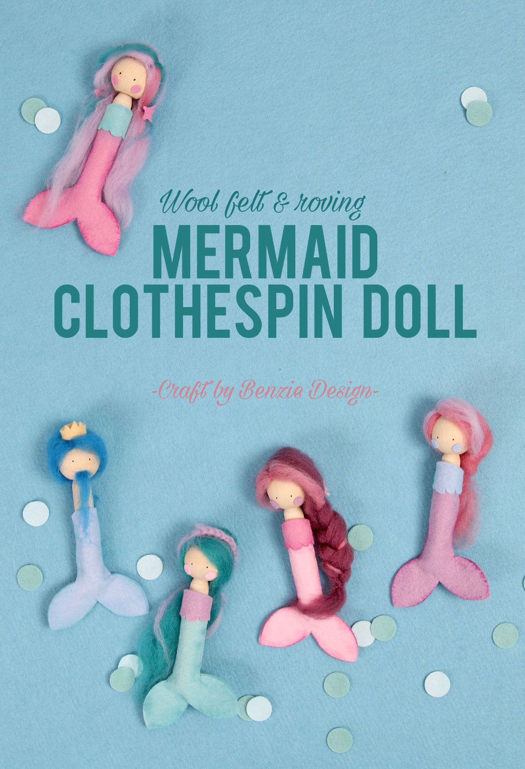 Mermaid clothespin doll