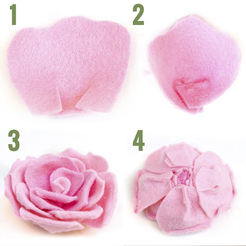 how to form a felt flower rose