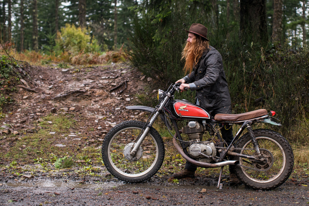 waxed canvas, vintage honda, honda xl, xl350, red clouds collective, dirt bike