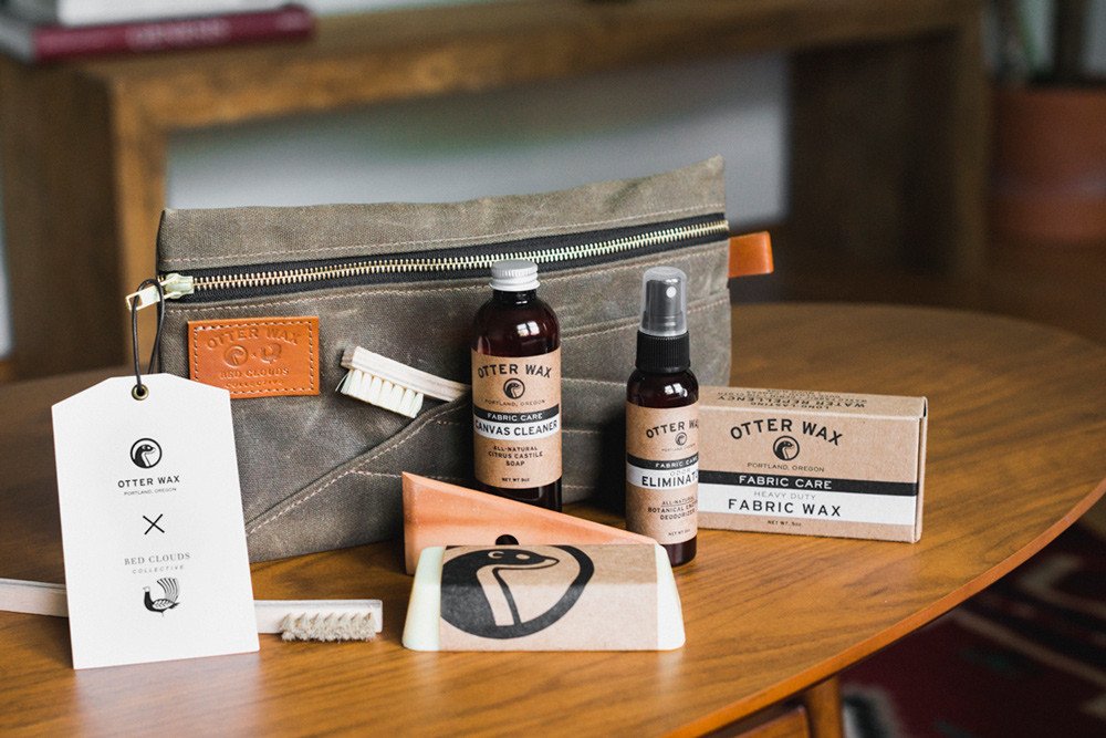 what comes inside otterwax care kit, waxed canvas, how to wax clothing, wax my jacket, making wax, red clouds waxed canvas