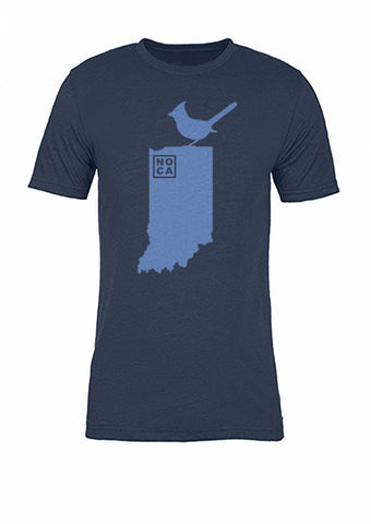 Indiana State Bird Tee/Light Blue on Navy - Women's