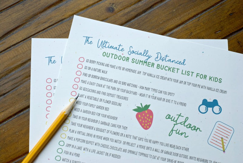 The ultimate socially distanced outdoor summer bucket list for kids. Here are 30 ideas to get your family outside and having fun this summer in the great and safe outdoors! #sociallydistanced #socialdistance #covid #summer #bucketlist #familysummer