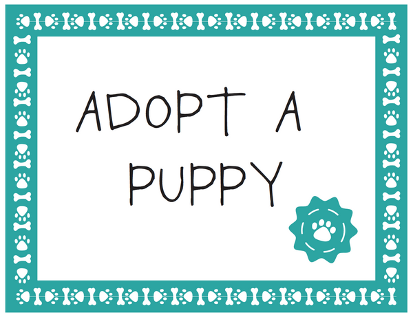 Adopt a puppy crate sign printable | SatsumaDesigns.com #birthday