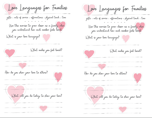 Love languages for families worksheet to learn what makes your family members feel most cherished. Super family gathering exercise that brings participants closer together when we all recognize what the others' need to feel loved. #lovelanguage #lovelanguages #fivelovelanguages #family #familycounseling #familytherapy #therapy #selfawareness #meditate #love