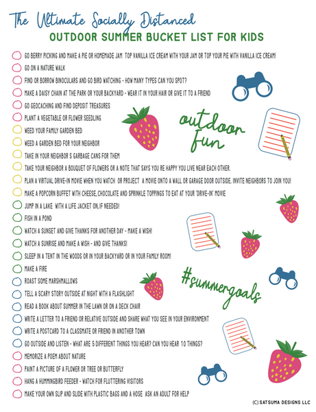 The ultimate socially distanced outdoor summer bucket list for kids. Here are 30 ideas to get your family outside and having fun this summer in the great and safe outdoors! #sociallydistanced #socialdistance #covid #summer #bucketlist #familysummer