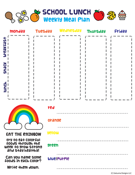 Distance learning school lunch plan template | Let the kids help plan home school lunches to share the load. Great independence tool for kids! #executivefunction #eattherainbow #nutrition #schooltools #homeschool #distancelearning #covid19 #2020homeschool