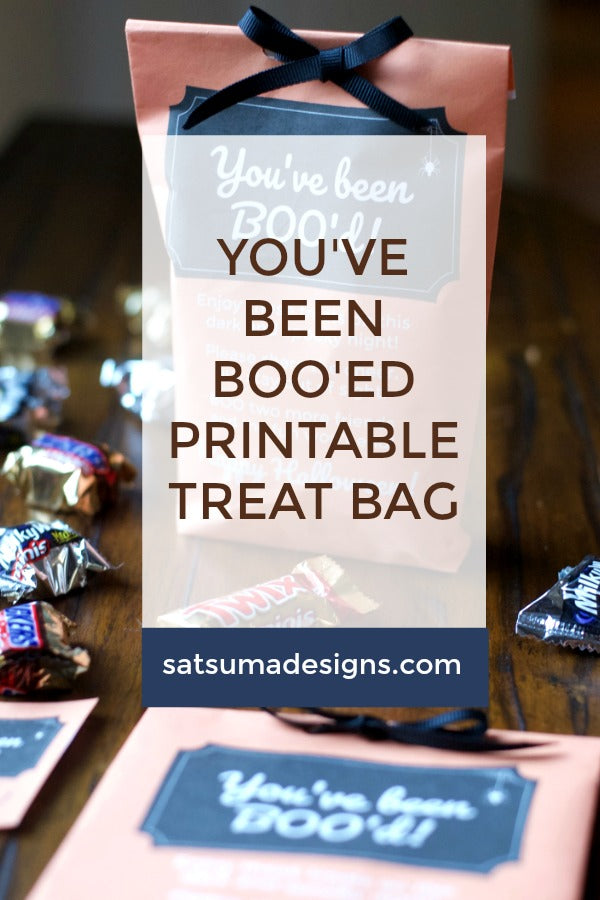 You've been boo'ed treat bag printable for Halloween magic this fall! Print our easy to fold and secure boo bag then fill it with treats. When you've been boo'd put our sign in the window too! #boo #halloween #youvebeenbood #youvebeenghosted #ghosted #halloweentreats #trickortreat #treats