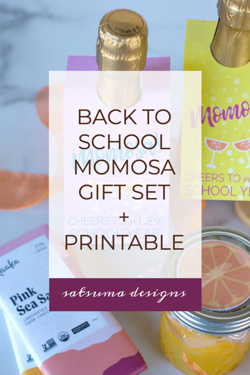 Back to school Momosa gift set with printable | Cheeky gift idea for Mom for back to school during #covid19 and #distancelearning | #homeschool #bts #backtoschool #momlife #parenting
