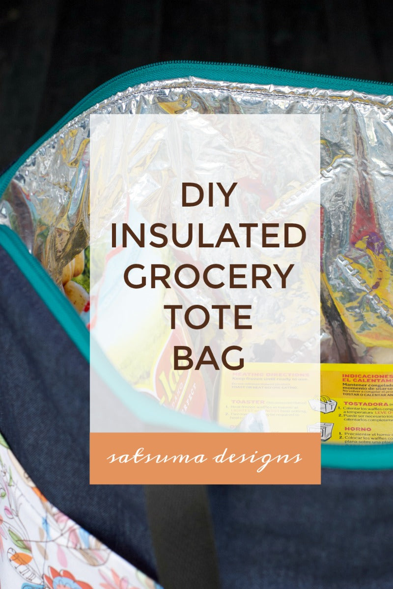 DIY insulated grocery tote bag is an easy sewing project to preserve frozen and cold groceries on shopping trips. Easy to follow video tutorial shows you how. #insulatedbag #zipperbag #grocerybag #grocerytote #groceryshoppingbag #shoppingbag #totebag #diy #easysewing