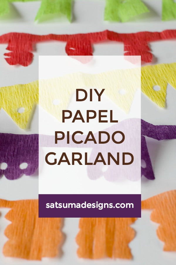 Click through to make DIY papel picado garlands for Cinco De Mayo parties and any fiesta | Easy to make papel picado flags | SatsumaDesigns.com #party #cincodemayo